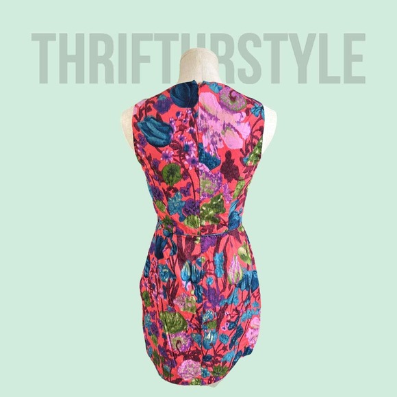J CREW Floral Print Sleeveless‎ Dress Colorful Pattern Party Cocktail Size 2 - Picture 4 of 8